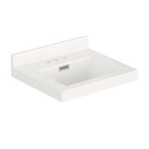 White Rectangle 19"W x 17"D White Cultured Marble Vanity Top with Rectangular Integrated Bowl