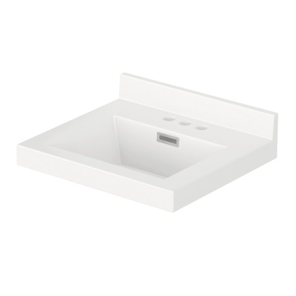 White Rectangle 19"W x 17"D White Cultured Marble Vanity Top with Rectangular Integrated Bowl