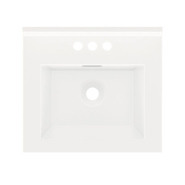 White Rectangle 19"W x 17"D White Cultured Marble Vanity Top with Rectangular Integrated Bowl