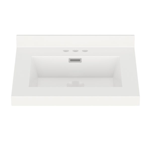 White Rectangle 25"W x 22"D White Cultured Marble Vanity Top with Rectangular Integrated Bowl