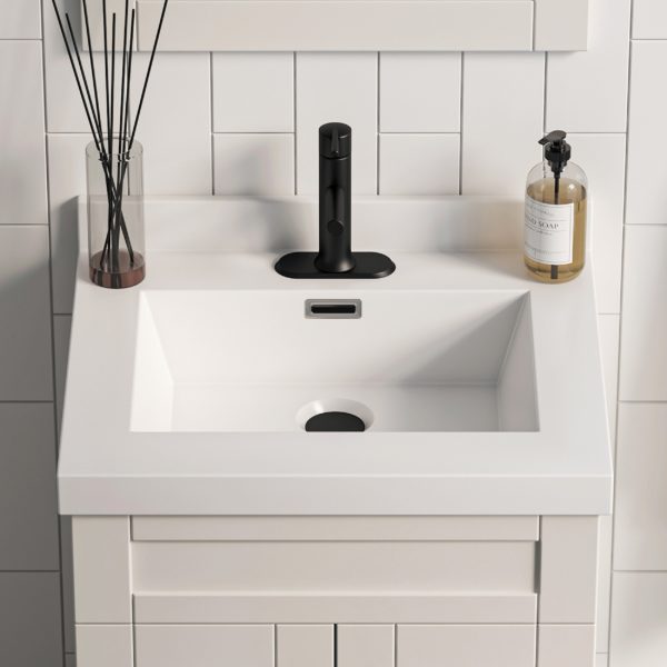 White Rectangle 25"W x 22"D White Cultured Marble Vanity Top with Rectangular Integrated Bowl