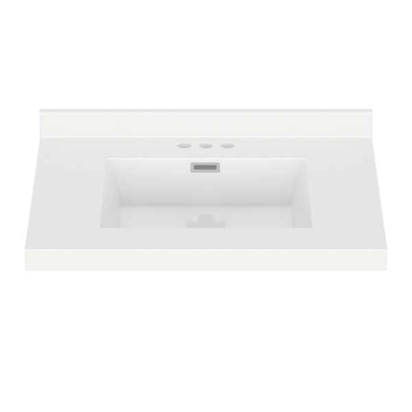 White Rectangle 31"W x 22"D White Cultured Marble Vanity Top with Rectangular Integrated Bowl