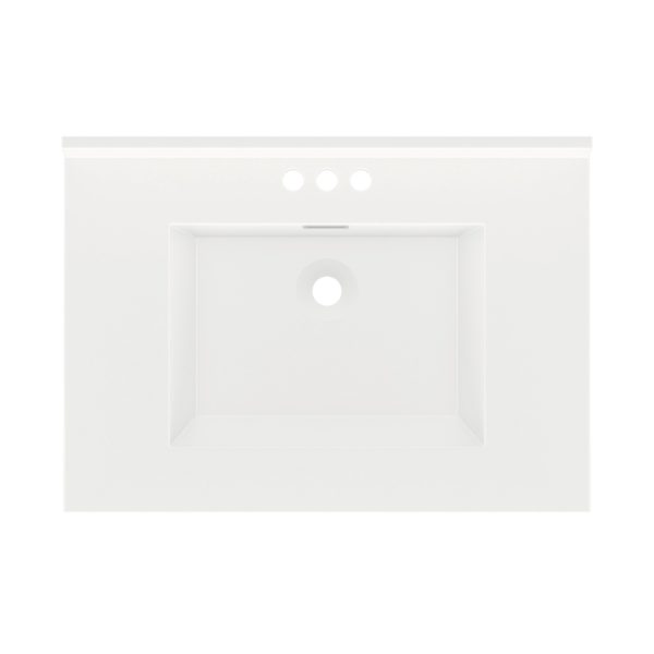 White Rectangle 31"W x 22"D White Cultured Marble Vanity Top with Rectangular Integrated Bowl