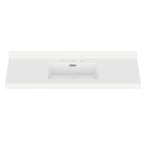 White Rectangle  49"W x 22"D White Cultured Marble Vanity Top with Rectangular Integrated Bowl