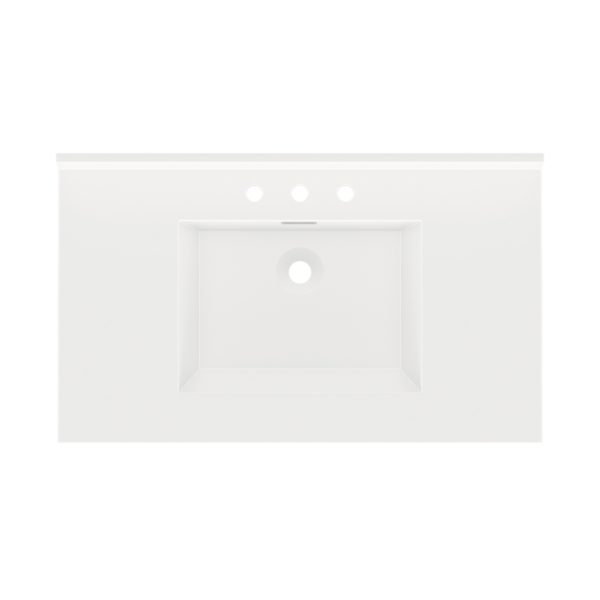 White Rectangle  49"W x 22"D White Cultured Marble Vanity Top with Rectangular Integrated Bowl