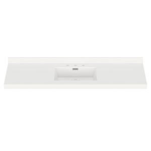 White Rectangle 61"W x 22"D White Cultured Marble Vanity Top with Rectangular Integrated Bowl