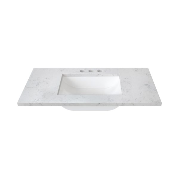 White Sage 37 in. W x 22 in. D Cultured Marble Rectangular Undermount Single Basin Vanity Top