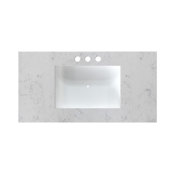 White Sage 37 in. W x 22 in. D Cultured Marble Rectangular Undermount Single Basin Vanity Top