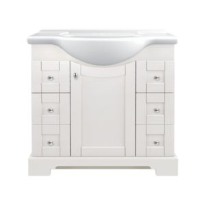Weigela 34"W x 18-7/8"D x 33-1/2"H Cotton White Vanity and White Porcelain Vanity Top