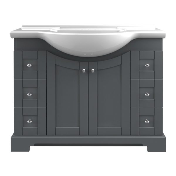 Weigela 41-1/2"W x 19-7/8"D x 33-1/2"H Night Gray Vanity and White Porcelain Vanity Top