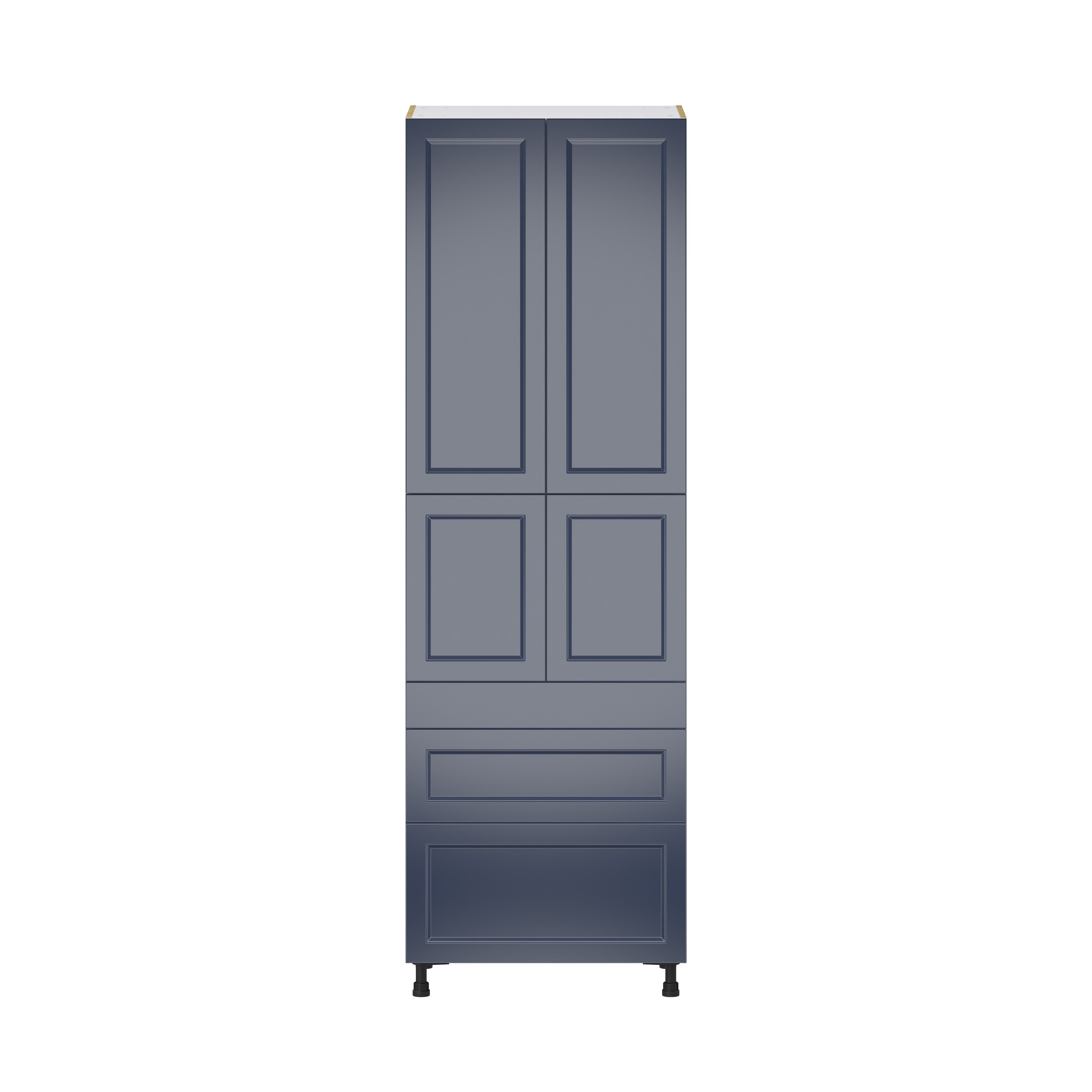 Camellia Painted Midnight Blue Recessed Assembled Pantry Cabinet with 3 Drawers and 2 Inner Drawers (30 in. W x 94.5 in. H x 24 in. D)