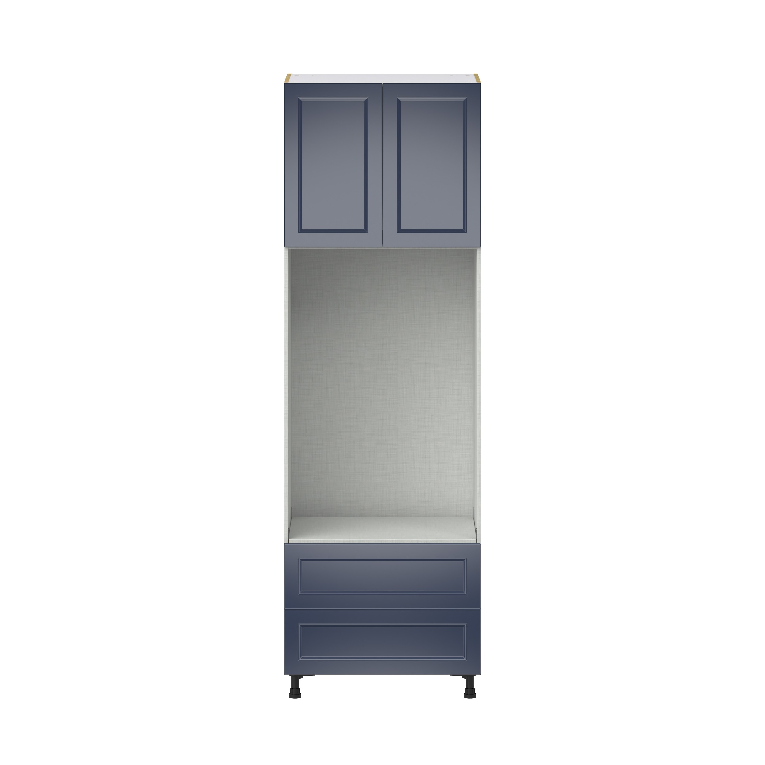 Camellia Painted Midnight Blue Recessed Assembled Pantry Micro/Oven Combo Cabinet with 2 Drawers (30 in. W x 94.5 in. H x 24 in. D)