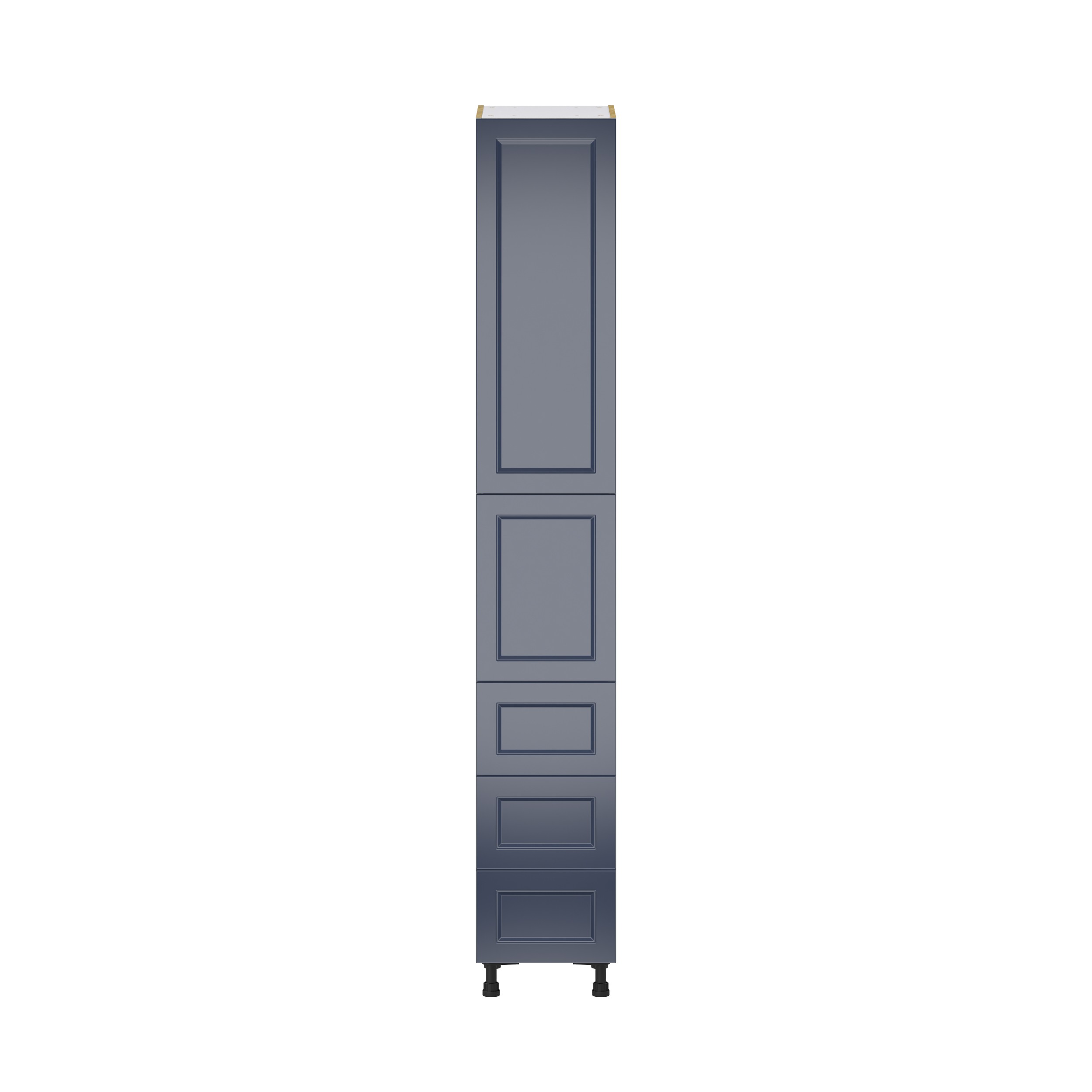 Camellia Painted Midnight Blue Recessed Assembled Pantry Cabinet 2 Doors with 3 Drawers and 2 Inner Drawers (15 in. W X 94.5 in. H X 24 in. D)