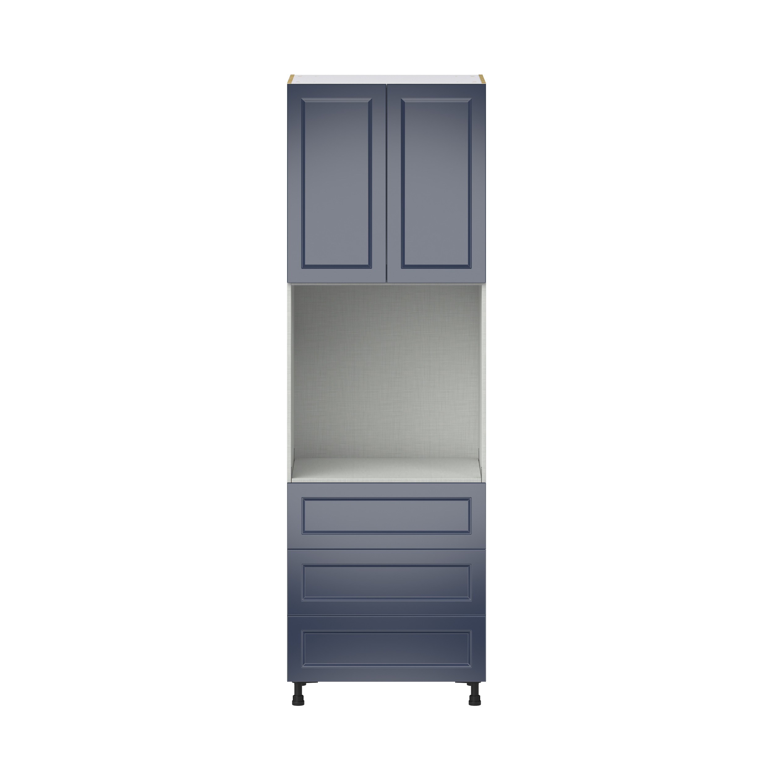 Camellia Painted Midnight Blue Recessed Assembled Pantry Single Oven Cabinet with 3 Even Drawers (30 in. W X 94.5 in. H X 24 in. D)