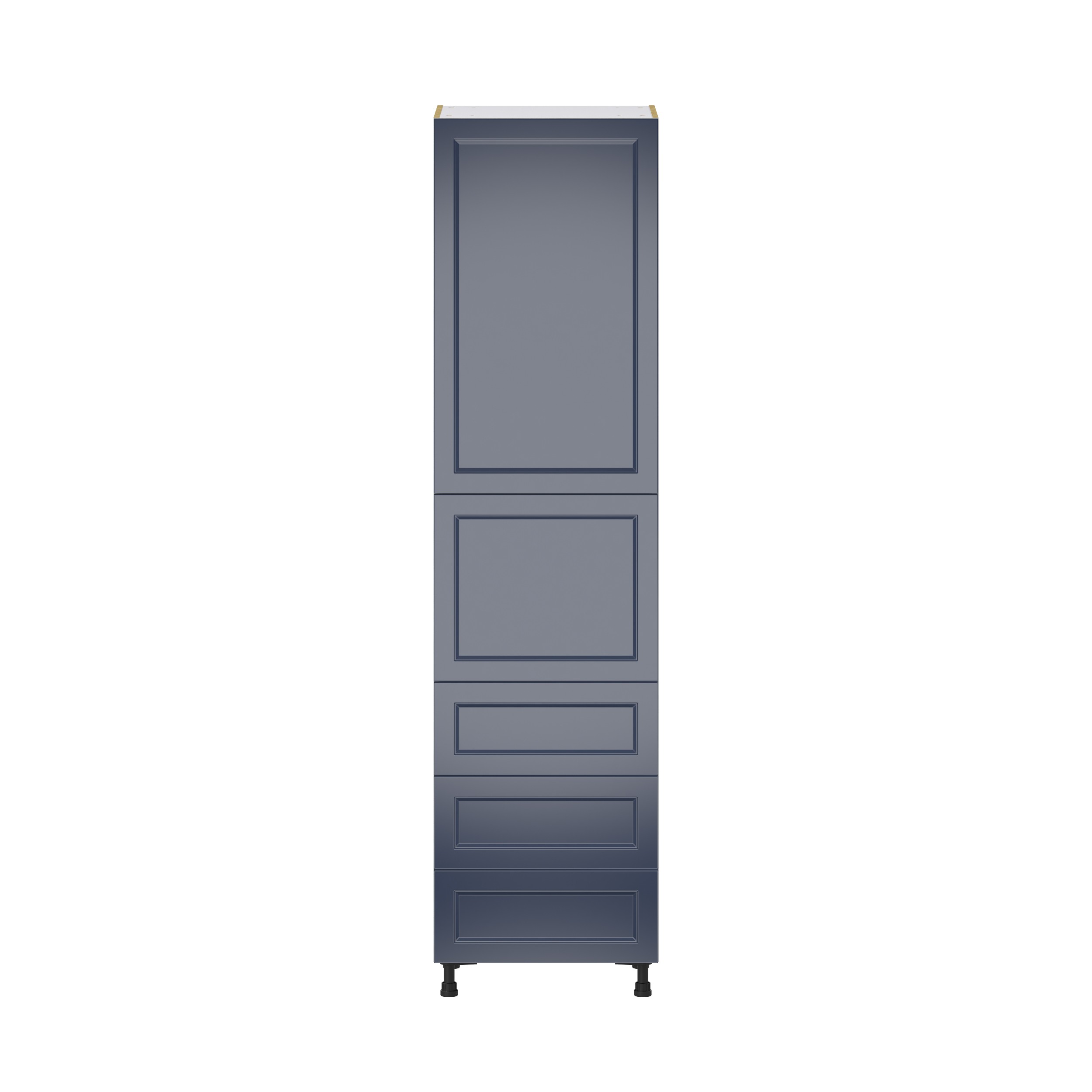 Camellia Painted Midnight Blue Recessed Assembled Pantry Cabinet 1 Doors with 3 Drawers and 2 Inner Drawers (24 in. W X 94.5 in. H X 24 in. D)