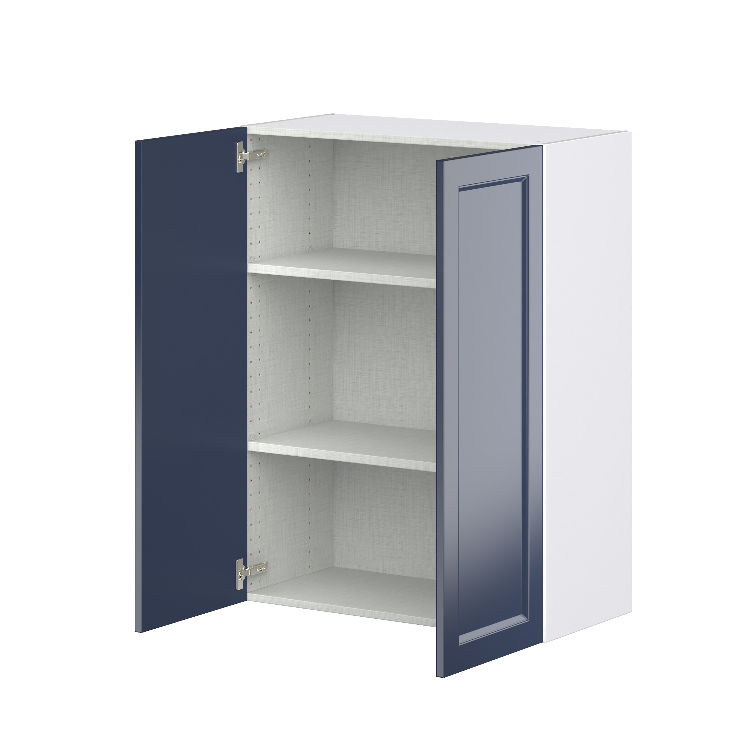 Camellia Painted Midnight Blue Recessed Assembled Wall Cabinet with 2 Full High Doors (30 in. W x 40 in. H x 14 in. D)