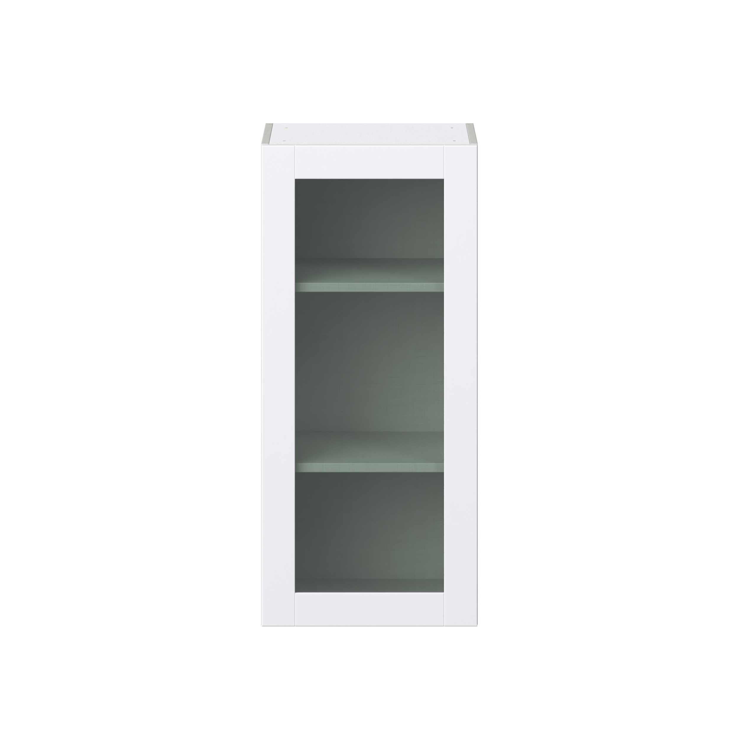 Bright White Shaker Bright White Assembled Wall Cabinet with a Full High Glass Door (18 in. W x 40 in. H x 14 in. D)