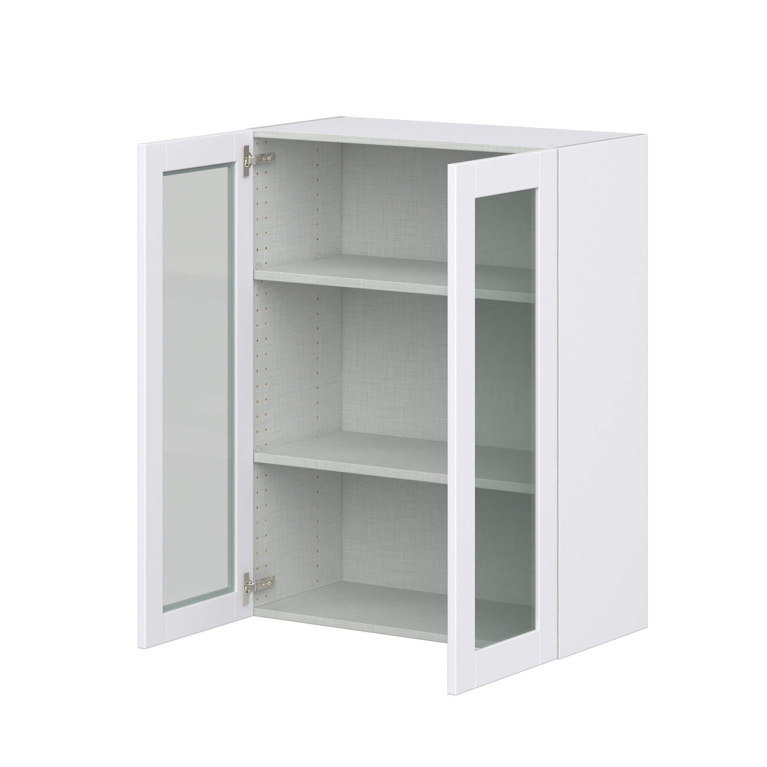 Bright White Shaker Bright White Assembled Wall Cabinet with 2 Glass Door (30 in. W x 40 in. H x 14 in. D)