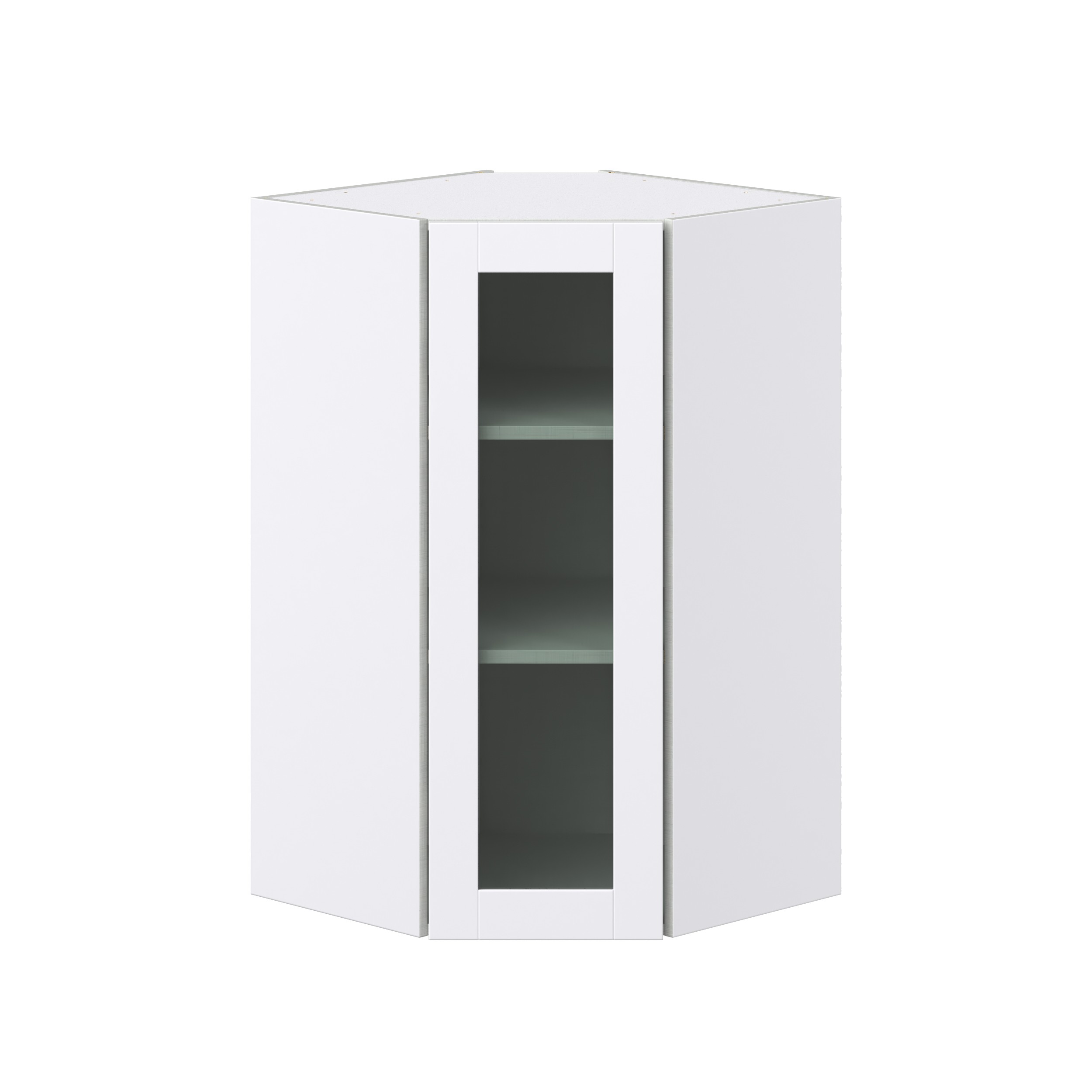 Bright White Shaker Bright White Assembled Corner Wall Cabinet with a Glass Door (24 in. W x 40 in. H x 24 in. D)