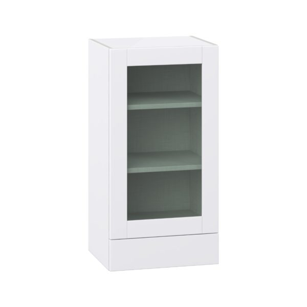 Bright White Assembled Wall  Cabinet with a Glass Door and a 5 in. Drawer (18 in. W x 35 in. H x 14 in. D)