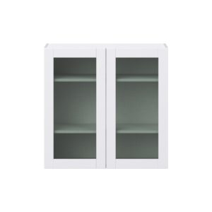 Bright White Assembled Wall  Cabinet with 2 Glass Door (36 in. W x 35 in. H x 14 in. D)