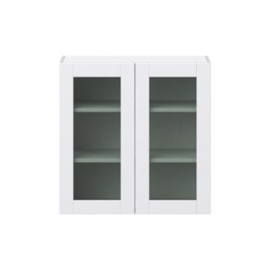 Bright White Assembled Wall  Cabinet with 2 Glass Door (30 in. W x 30 in. H x 14 in. D)