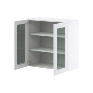 Bright White Assembled Wall  Cabinet with 2 Glass Door (30 in. W x 30 in. H x 14 in. D)