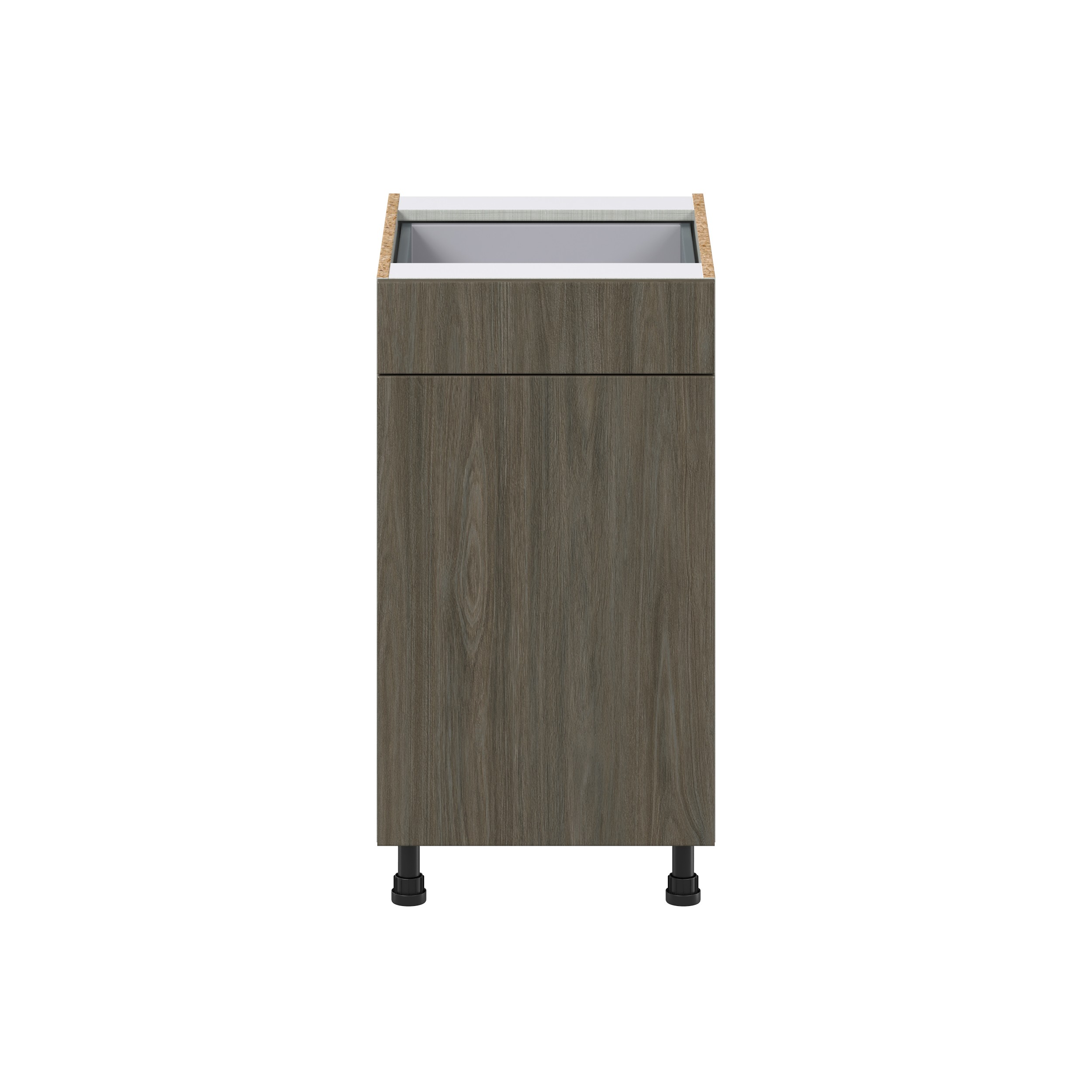 Cordyline Textured Slab Walnut Assembled with 1 Drawer and 2 Pull Out Waste Bin Kitchen Cabinet (18 in. W x 34.5 in. H x 24 in. D)