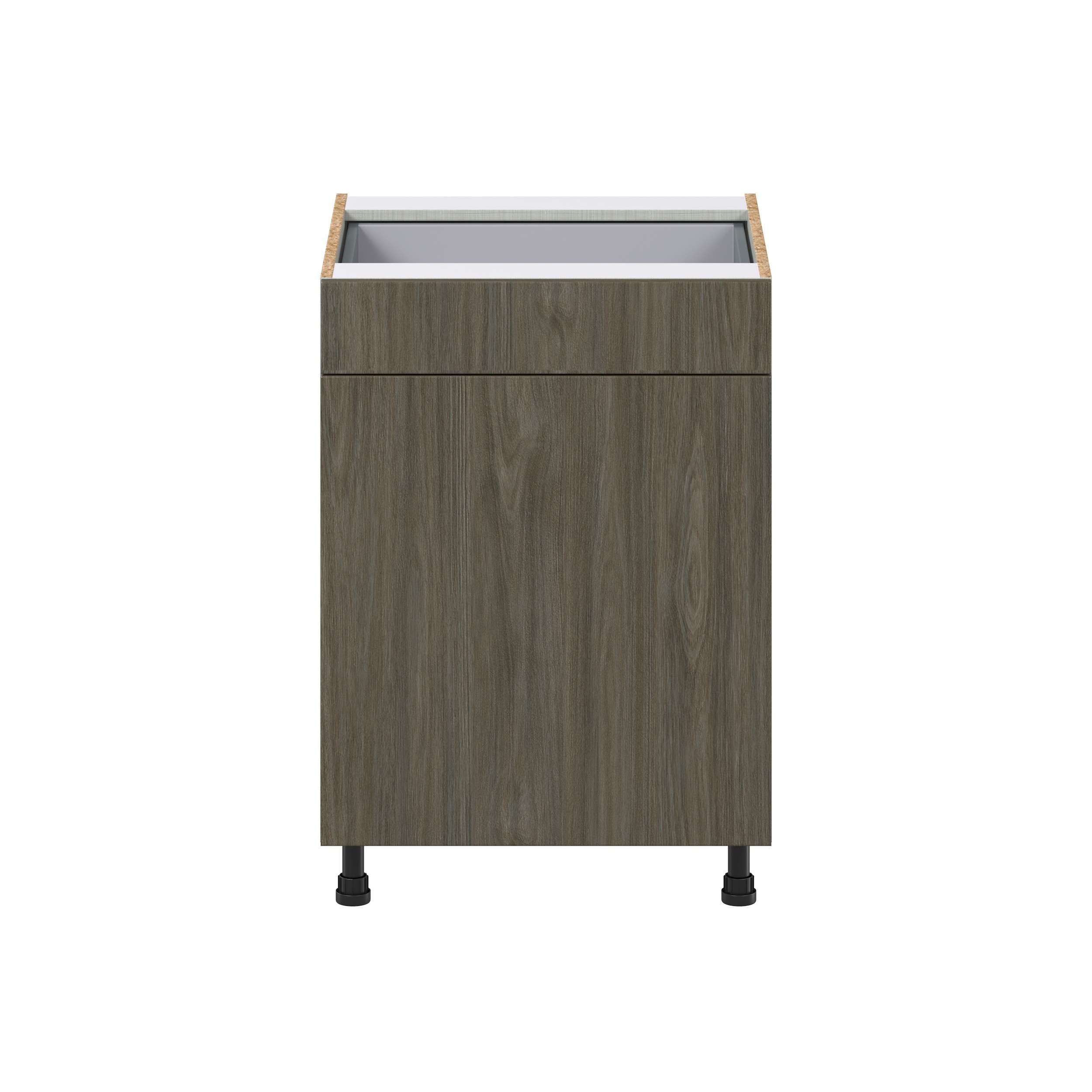 Cordyline Textured Slab Walnut Assembled with 1 Drawer and Pull Out  3 Waste Bins Kitchen Cabinet (24in. W x 34.5 in. H x 24 in. D)