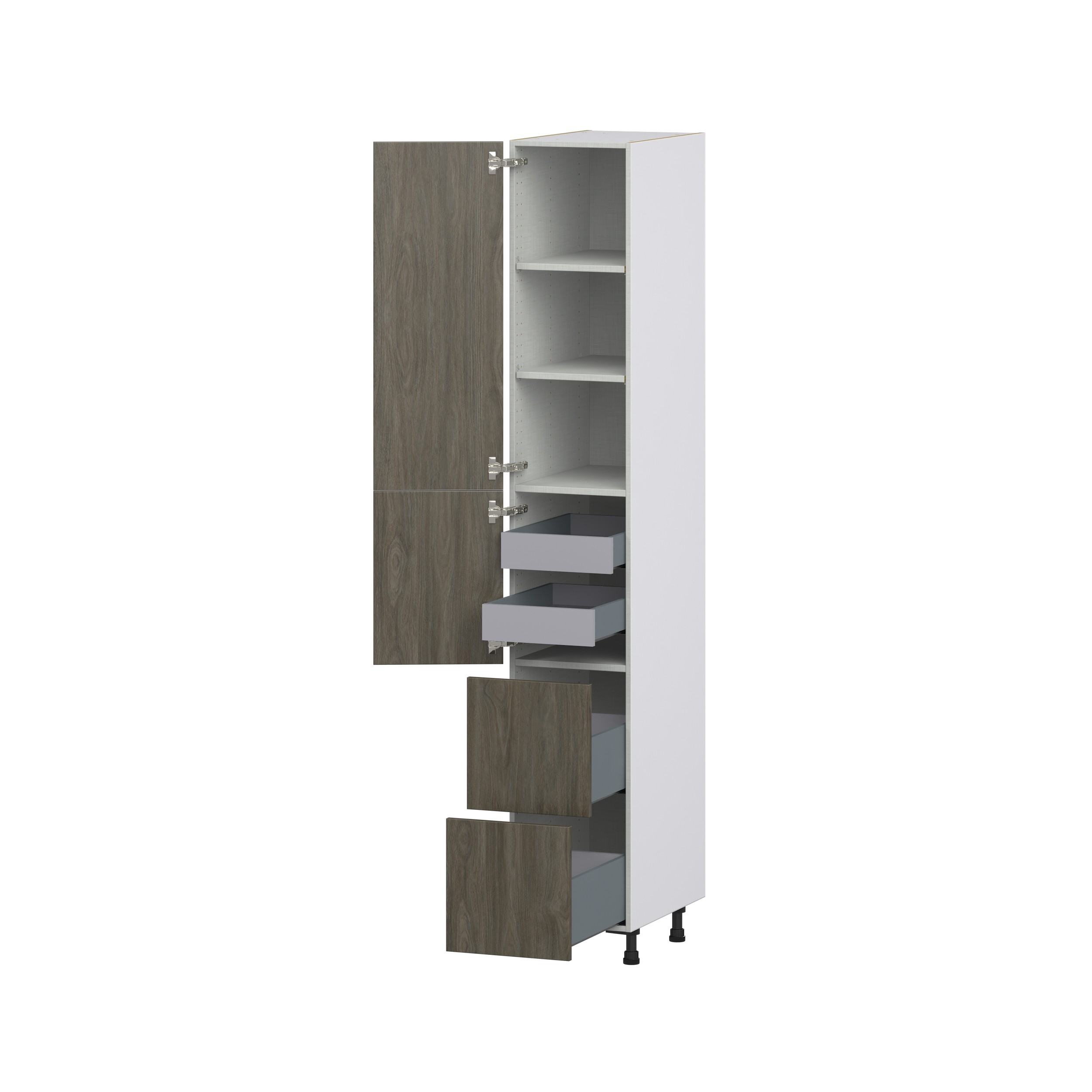 Cordyline Textured Slab Walnut Assembled Pantry Cabinet 2 Doors with 2 Drawers and 2 Inner Drawers (15 in. W X 94.5 in. H X 24 in. D)