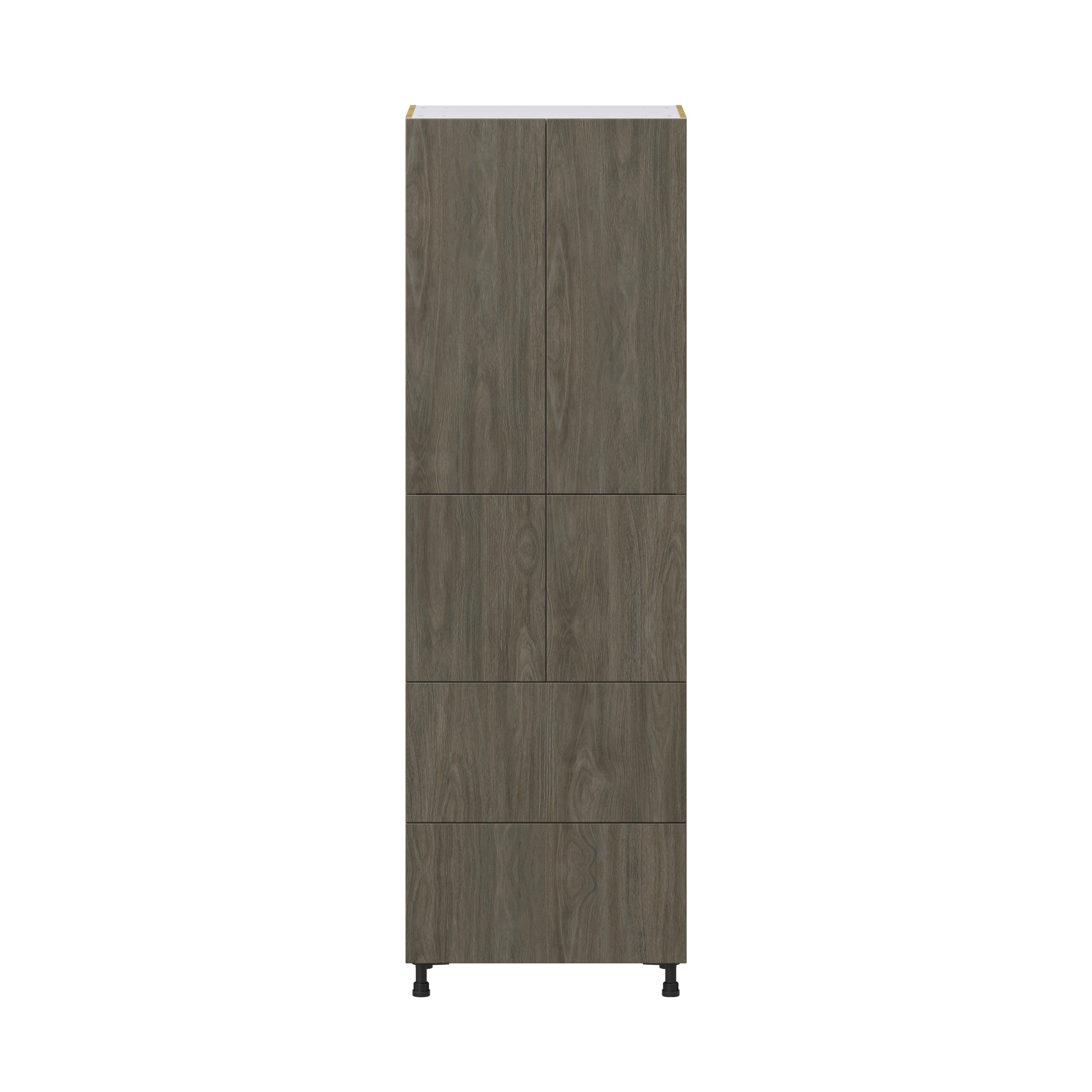 Cordyline Textured Slab Walnut Assembled Pantry Cabinet 4 Doors with 2 Drawers and 2 Inner Drawers (30 in. W X 94.5 in. H X 24 in. D)