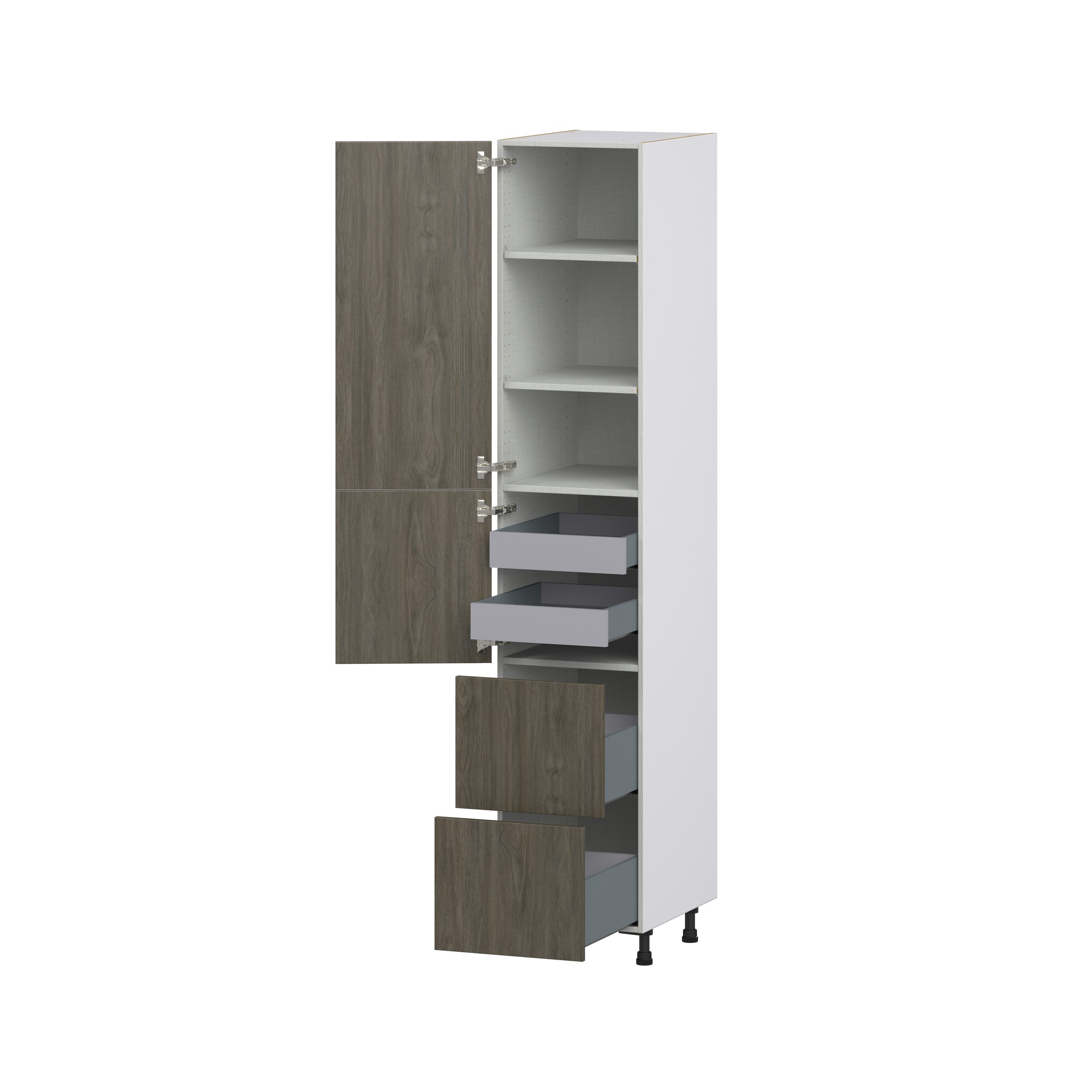 Cordyline Textured Slab Walnut Assembled Pantry Cabinet 1 Doors with 2 Drawers and 2 Inner Drawers (18 in. W X 94.5 in. H X 24 in. D)