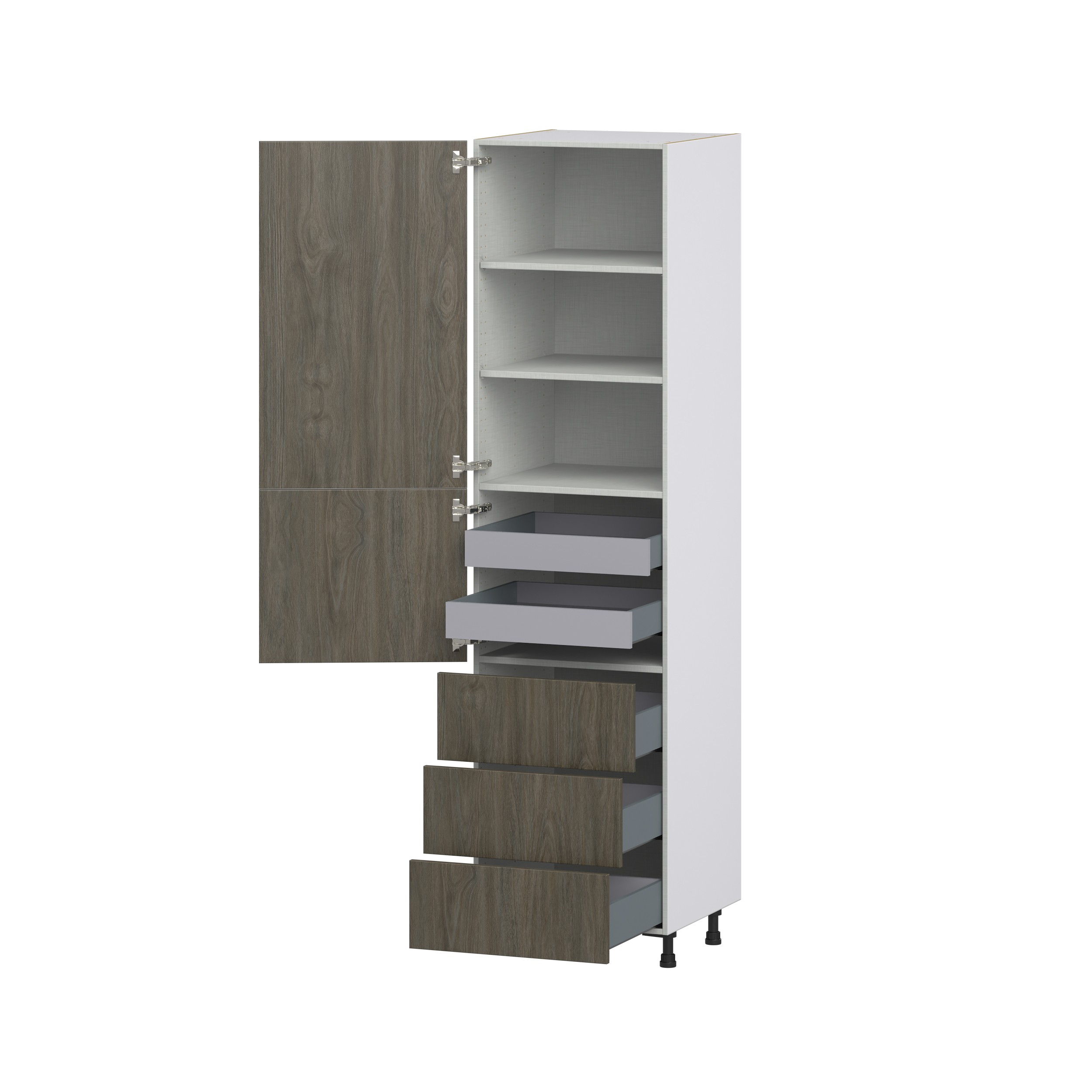 Cordyline Textured Slab Walnut Assembled Pantry Cabinet 1 Doors with 3 Drawers and 2 Inner Drawers (24 in. W X 94.5 in. H X 24 in. D)