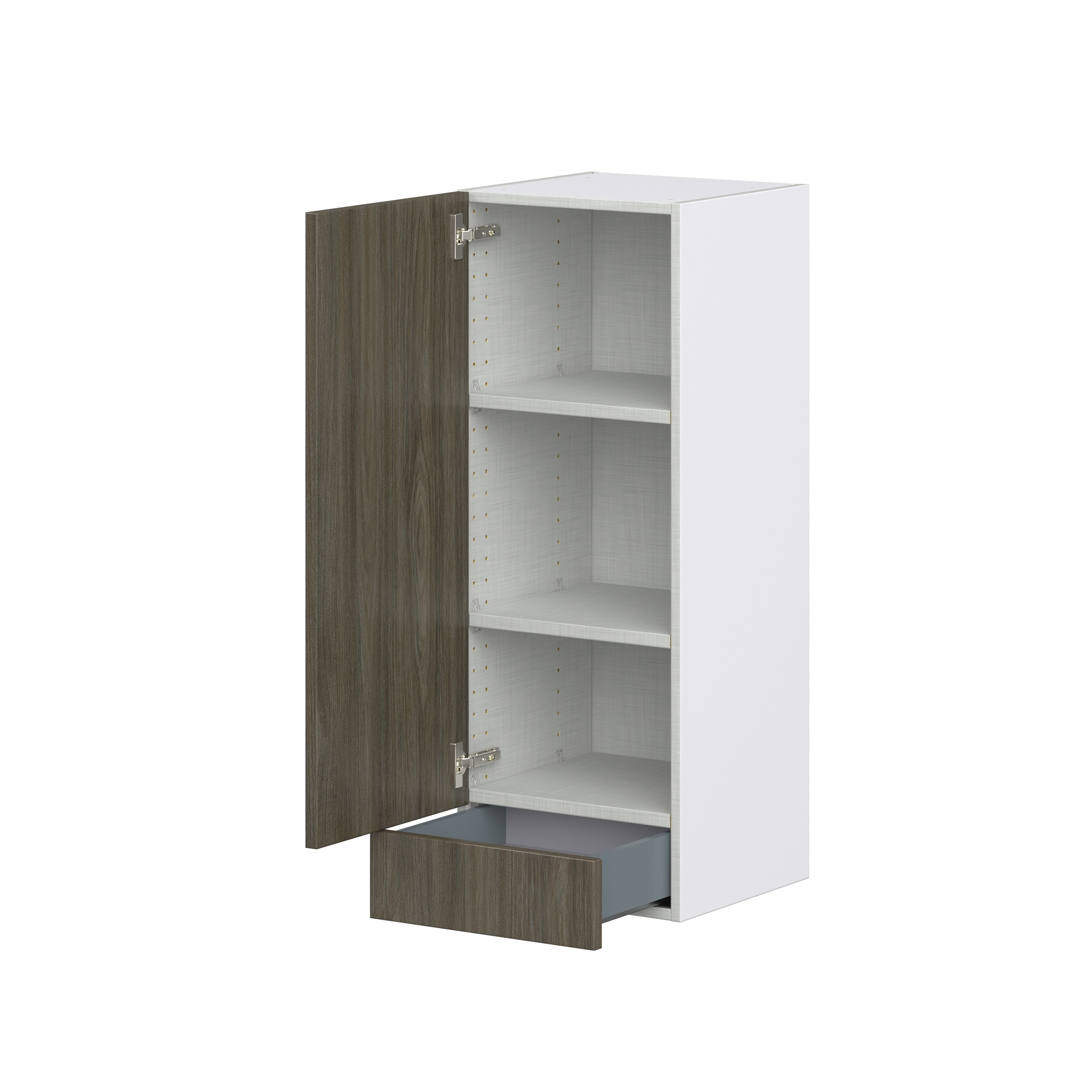 Cordyline Textured Slab Walnut Assembled Wall Cabinet with a Door and a 5 in. Drawer (15 in. W x 40 in. H x 14 in. D)