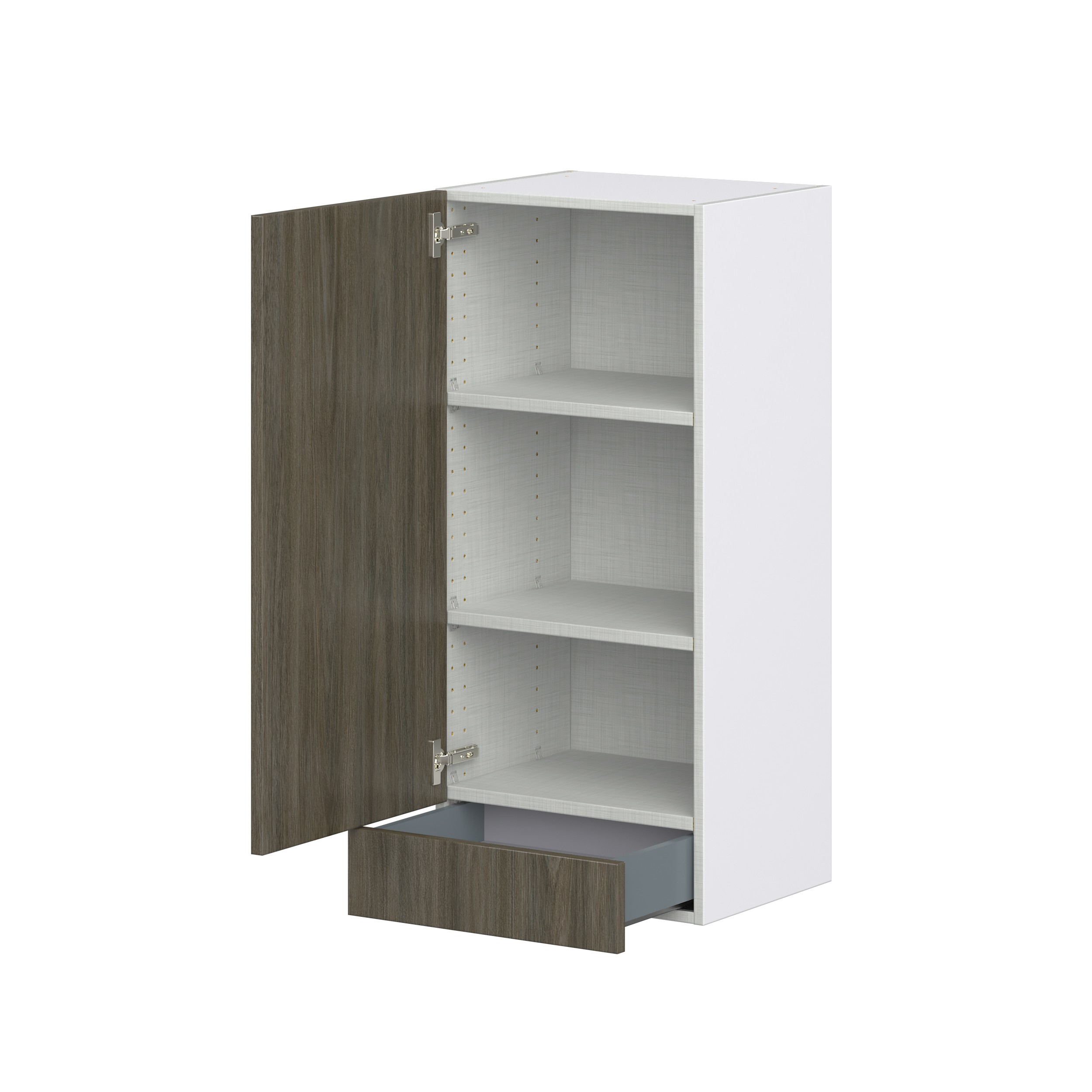 Cordyline Textured Slab Walnut Assembled Wall Cabinet with a Door and a 5 in. Drawer (18 in. W x 40 in. H x 14 in. D)