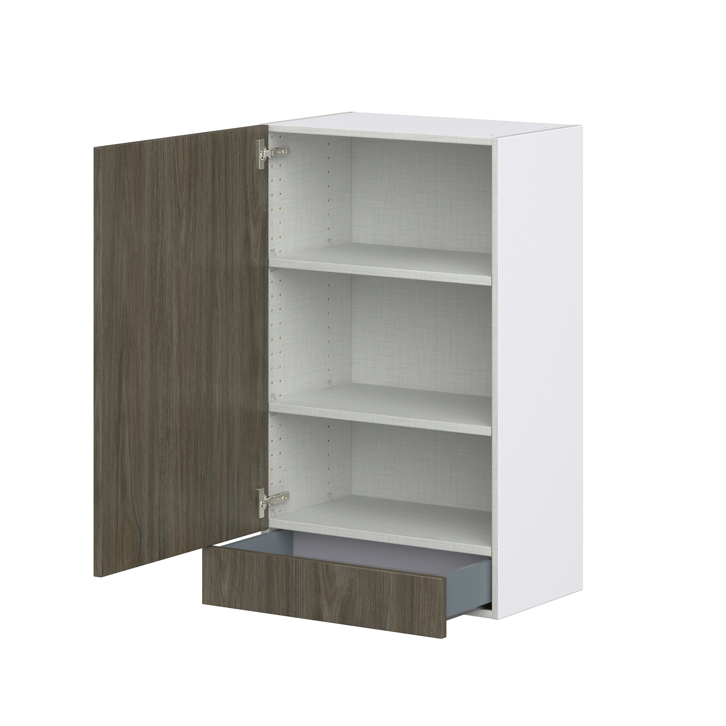 Cordyline Textured Slab Walnut Assembled Wall Cabinet with a Door and a 5 in. Drawer (24 in. W x 40 in. H x 14 in. D)