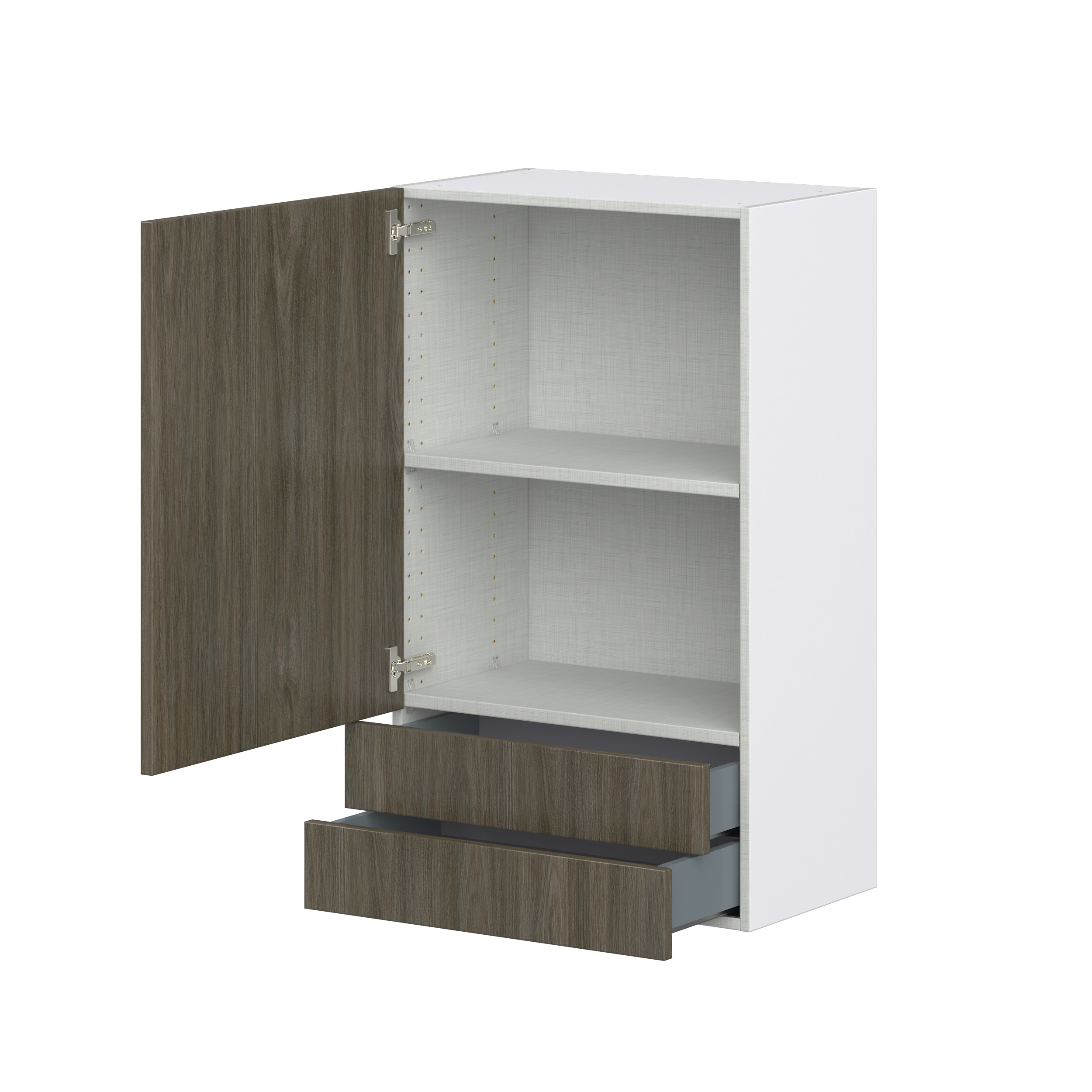 Cordyline Textured Slab Walnut Assembled Wall Cabinet with a Door and Two 5 in. Drawers (24 in. W x 40 in. H x 14 in. D)