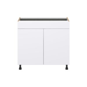 Dahlia Bright White  Shaker Assembled Sink Base Cabinet with 2 Doors and 1 False Front (36 in. W x 34.5 in. H x 24 in. D)