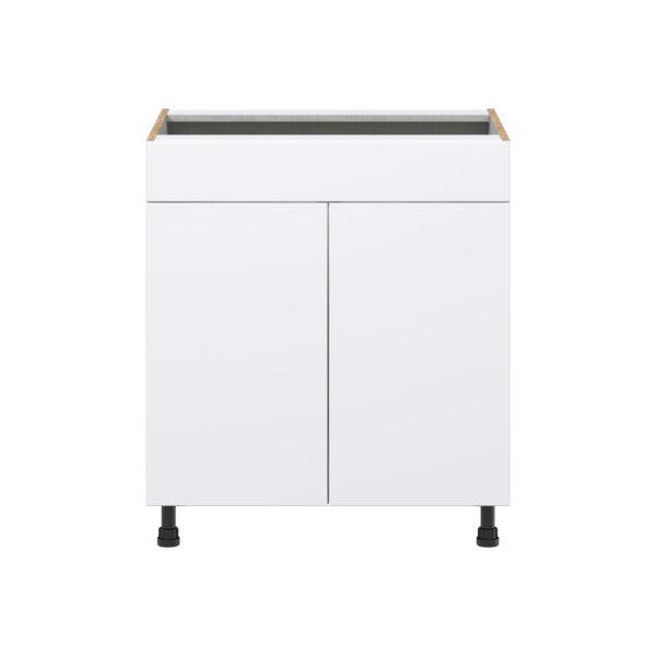 Dahlia Bright White  Shaker Assembled Sink Base Cabinet with 2 Doors and 1 False Front (30 in. W x 34.5 in. H x 24 in. D)