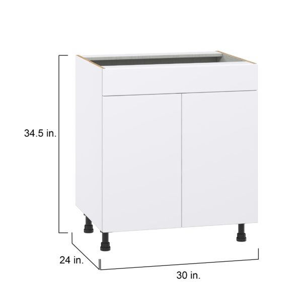 Dahlia Bright White  Shaker Assembled Sink Base Cabinet with 2 Doors and 1 False Front (30 in. W x 34.5 in. H x 24 in. D)