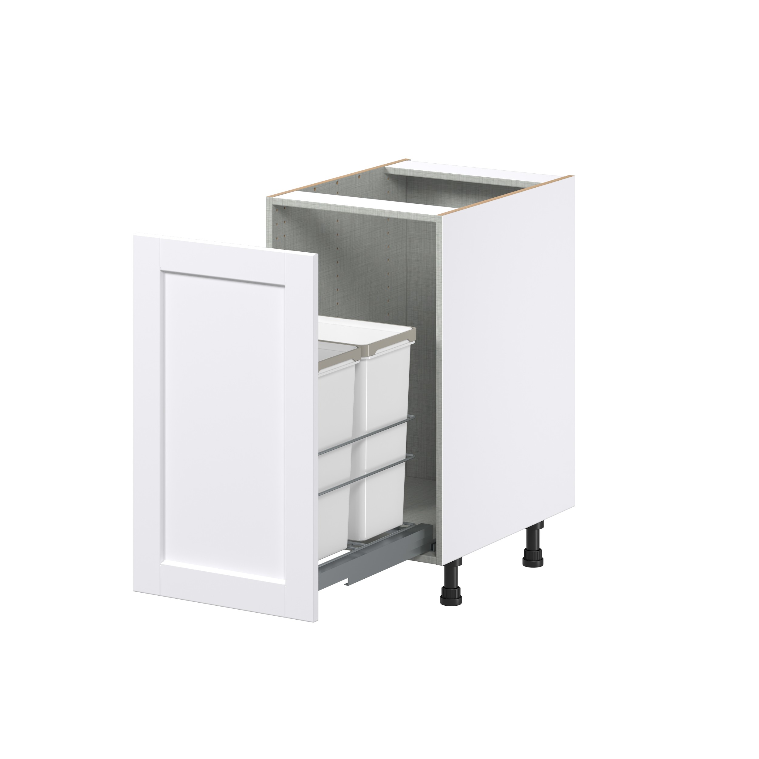 Dahlia Bright White Shaker Assembled Full High Door with 2 Pull Out Waste Bin Kitchen Cabinet (18 in. W x 34.5 in. H x 24 in. D)