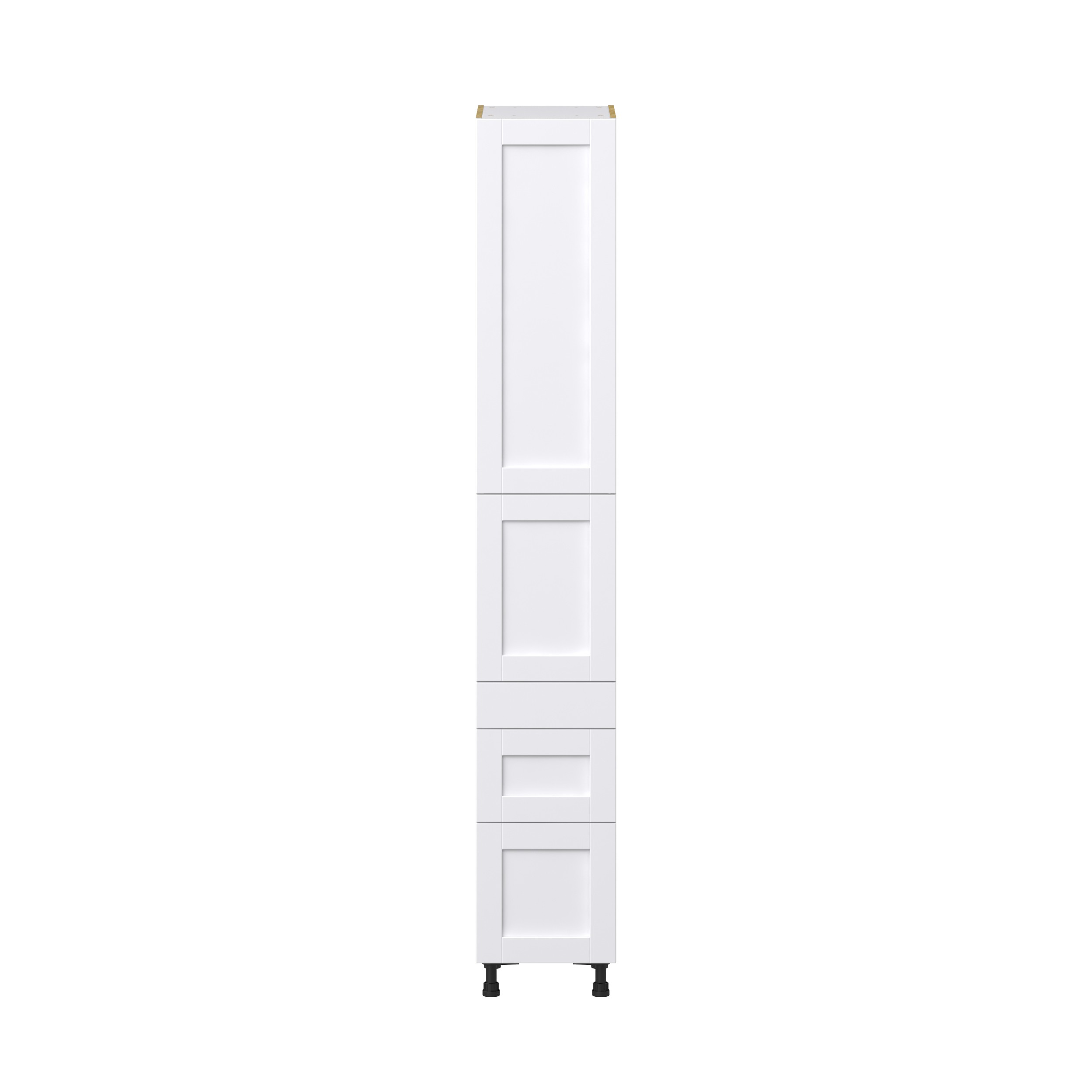 Dahlia Bright White Shaker Assembled Pantry Cabinet with 3 Drawers and 2 Inner Drawers (15 in. W x 94.5 in. H x 24 in. D)