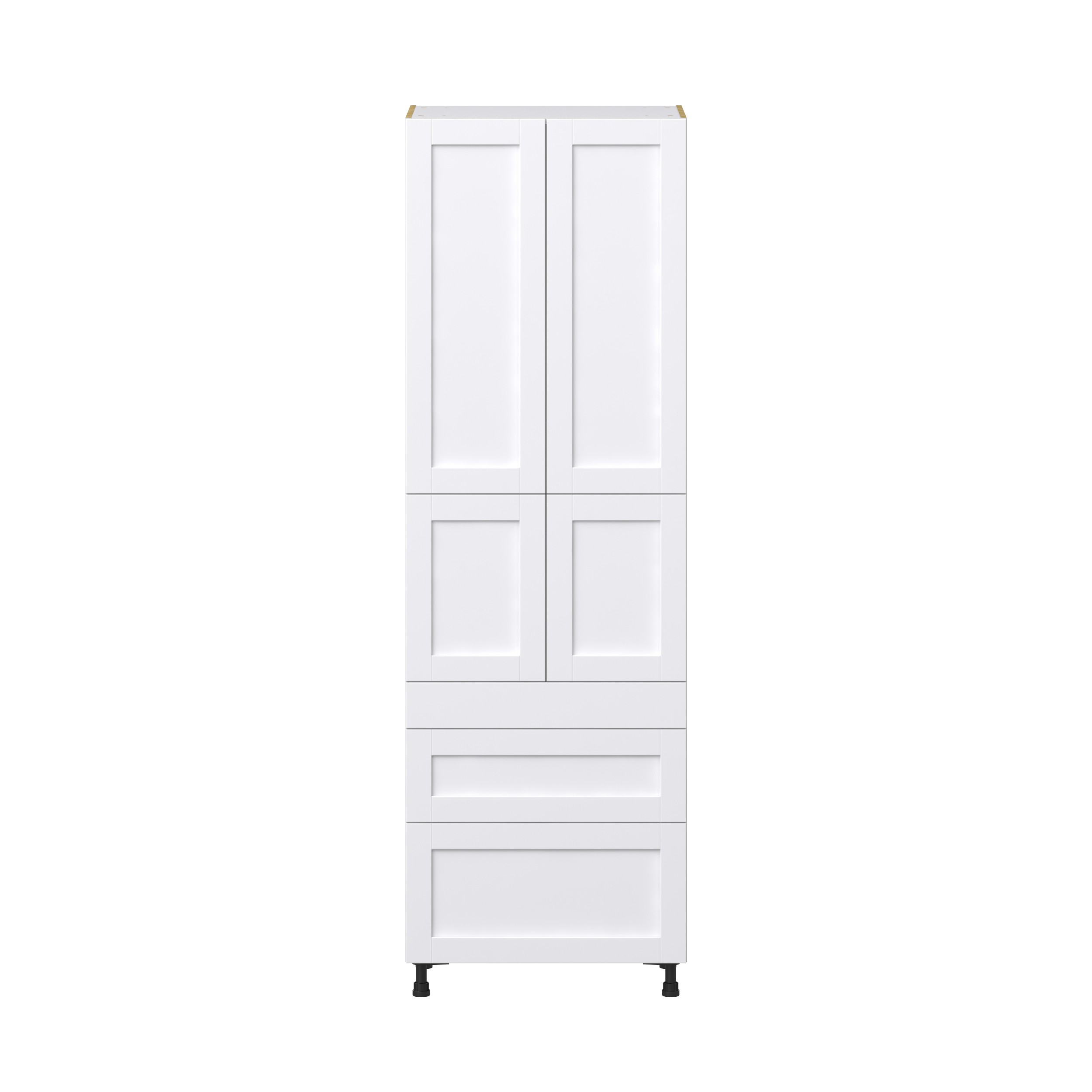 Dahlia Bright White Shaker Assembled Pantry Cabinet with 3 Drawers and 2 Inner Drawers (30 in. W x 94.5 in. H x 24 in. D)