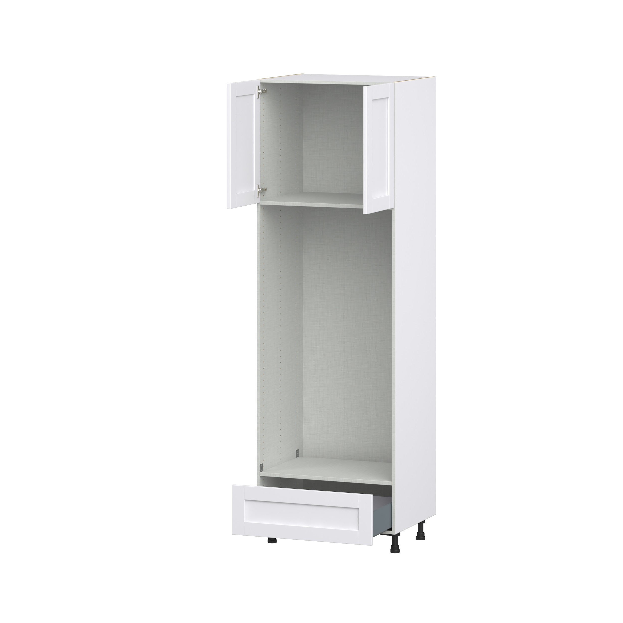 Dahlia Bright White Shaker Assembled Pantry Micro/Oven Cabinet with Drawer (30 in. W X 94.5 in. H X 24 in. D)