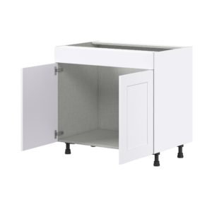 Jasmine Painted Warm White  Shaker Assembled Sink Base Cabinet with 2 Doors and 1 False Front (36 in. W x 34.5 in. H x 24 in. D)