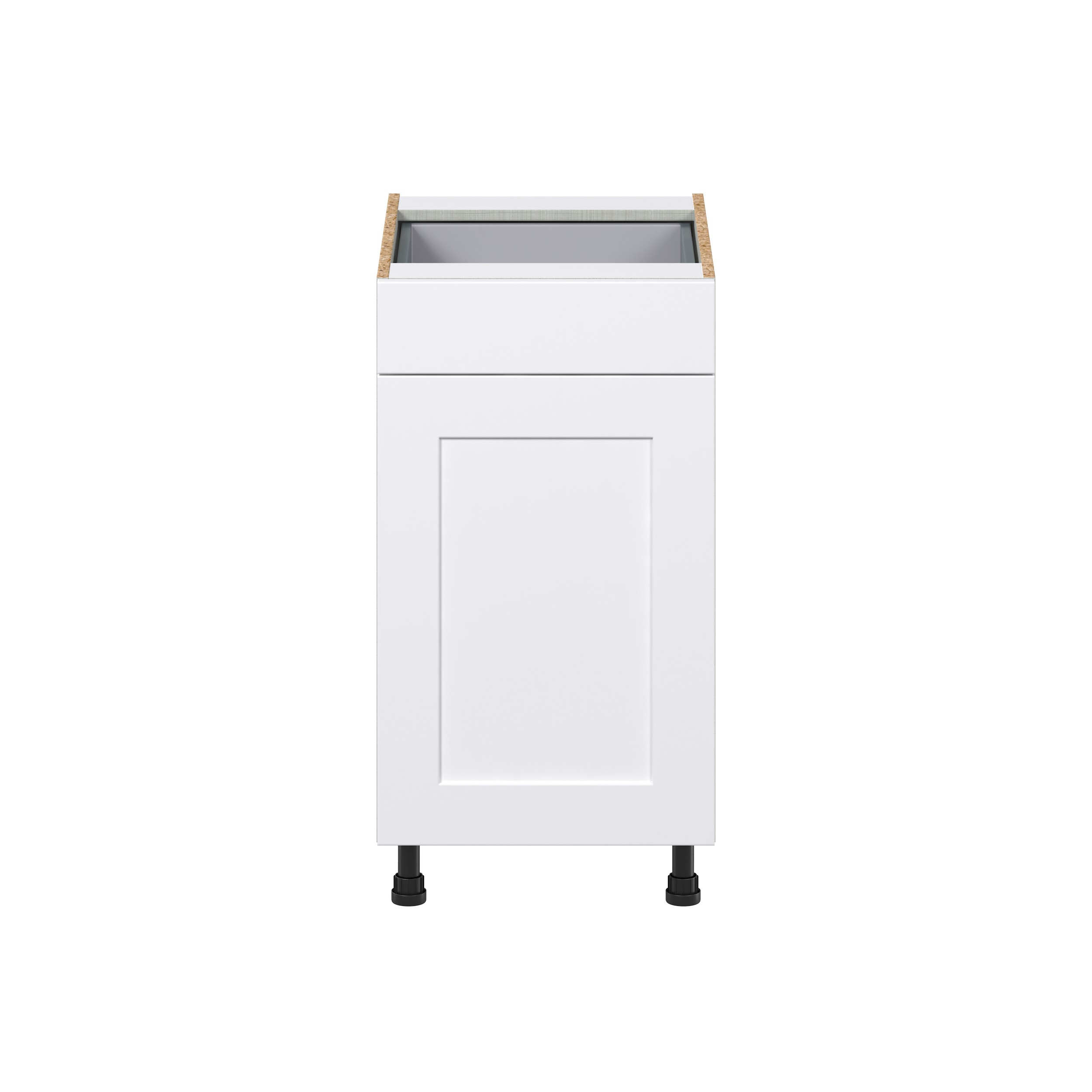 Jasmine Painted Warm White Shaker Assembled with 1 Drawer and 2 Pull Out Waste Bin Kitchen Cabinet (18 in. W x 34.5 in. H x 24 in. D)