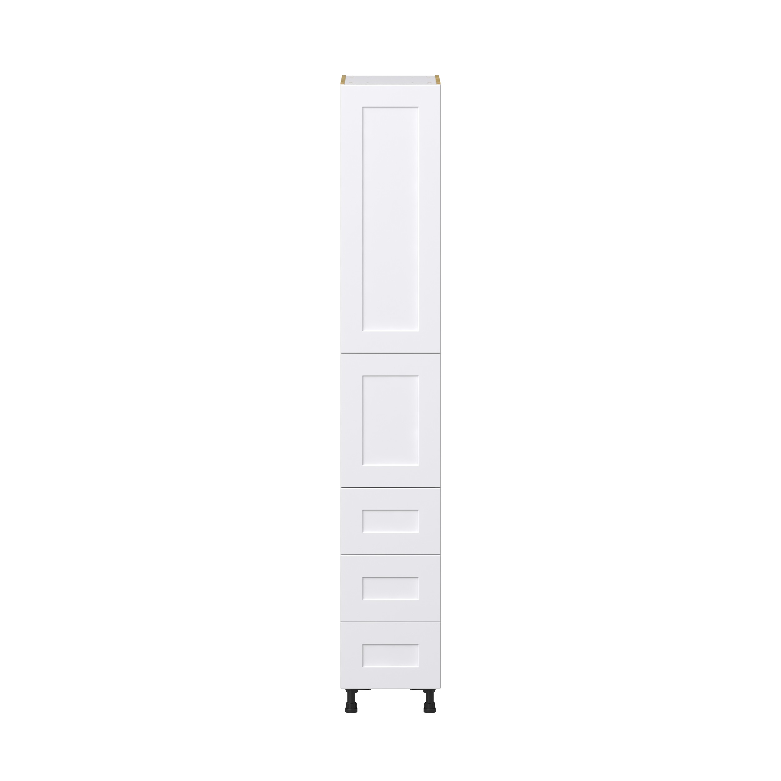 Jasmine Painted Warm White Shaker Assembled Pantry Cabinet 2 Doors with 3 Drawers and 2 Inner Drawers (15 in. W X 94.5 in. H X 24 in. D)