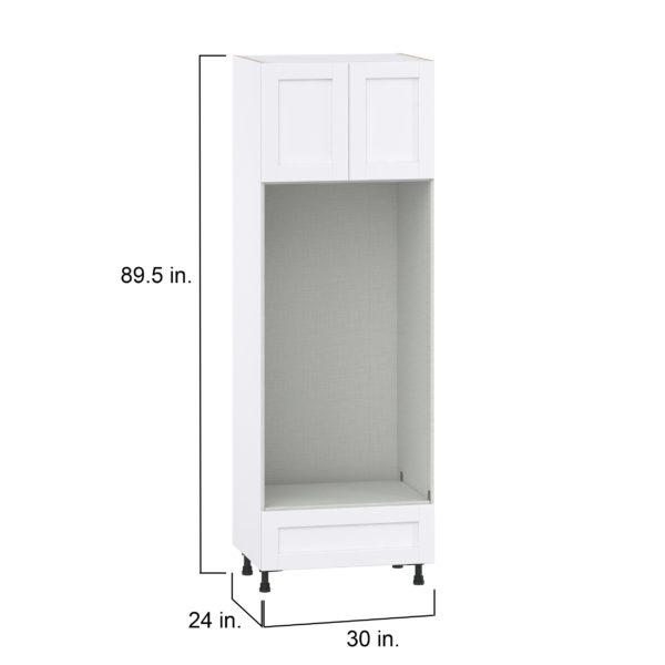 Lily Bright White  Slab Assembled Pantry Micro/Oven Cabinet with Drawer (30 in. W X 89.5 in. H X 24 in. D)