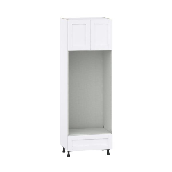 Lily Bright White  Slab Assembled Pantry Micro/Oven Cabinet with Drawer (30 in. W X 89.5 in. H X 24 in. D)