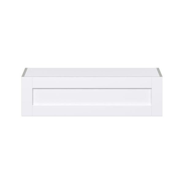 Lily Bright White  Slab Assembled Deep Wall Bridge Cabinet with Lift Up Door (30 in. W X 10 in. H X 24 in. D)